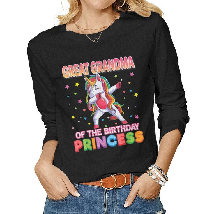 Great Grandma Of The Birthday Princess Dabbing Unicorn Girl Women Long Sleeve T-shirt