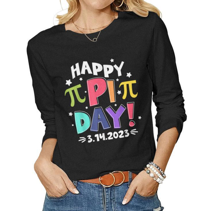 Groovy Happy Pi Day 314 Funny Math Science Teacher Students  Women Graphic Long Sleeve T-shirt