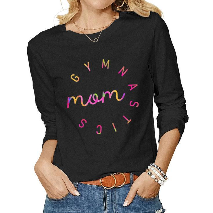Gymnastics Mom Vintage Mothers Day Sports Tie Dye  Women Graphic Long Sleeve T-shirt