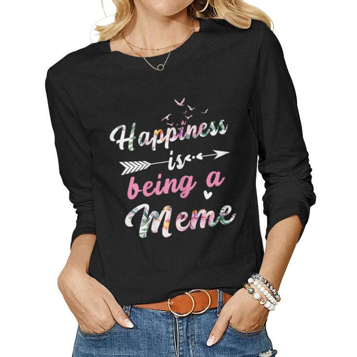 Womens Happiness Is Being A Meme T Shirt Women Long Sleeve T-shirt