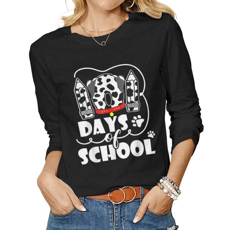 Happy 101 Days School Dog Lover Student Or Teacher Boys Kids  V3 Women Graphic Long Sleeve T-shirt