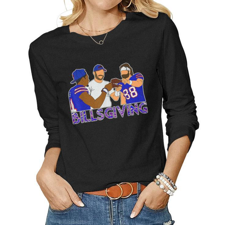 Happy Billsgiving Chicken Football Thanksgiving Women Long Sleeve T-shirt
