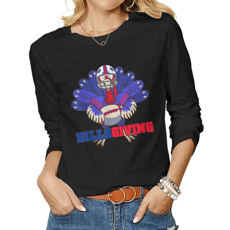 Happy Billsgiving Chicken Football Thanksgiving Turkey Women Long Sleeve T-shirt