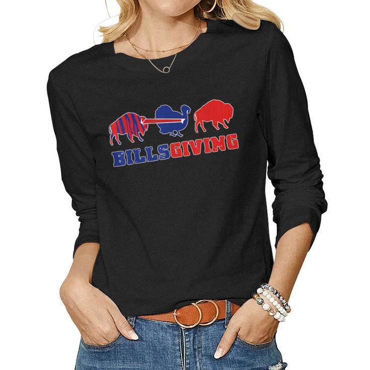 Happy Billsgivings Chicken Football Thanksgiving Women Long Sleeve T-shirt