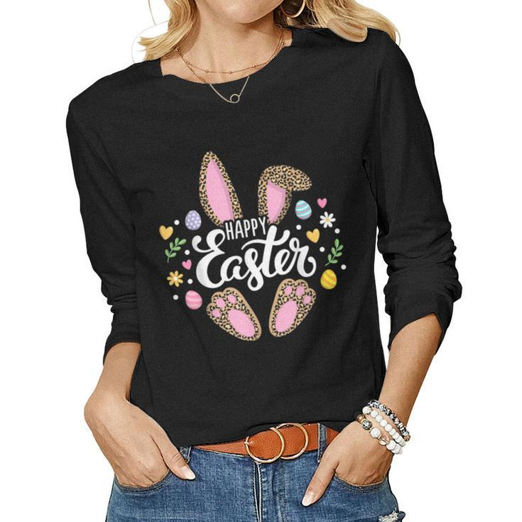 Happy Easter Bunny Leopard Easter Egg Hunt Easter Women Girl Women Long Sleeve T-shirt
