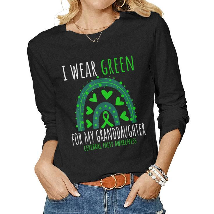 Hearts Cp Grandma Grandpa Green Granddaughter Cerebral Palsy  Women Graphic Long Sleeve T-shirt