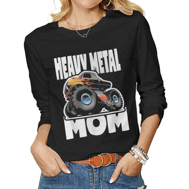 Heavy Metal Mom Retro Monster Truck Music Mother Women Graphic Long Sleeve T-shirt