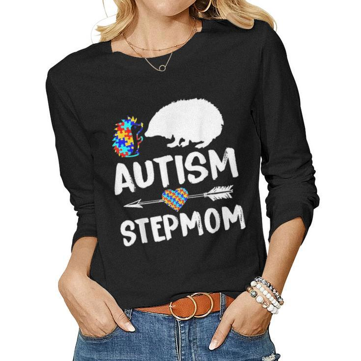 Hedgehog Autism Step Mom Love Autism Awareness  Women Graphic Long Sleeve T-shirt
