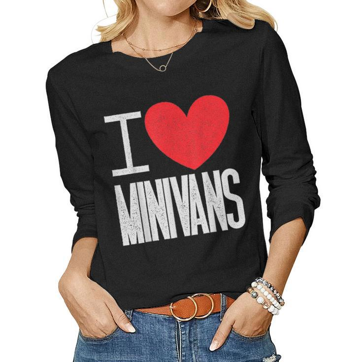I Love Minivans Heart Mini Van Funny Parent Mom Dad Quote Women Graphic Long Sleeve T-shirt