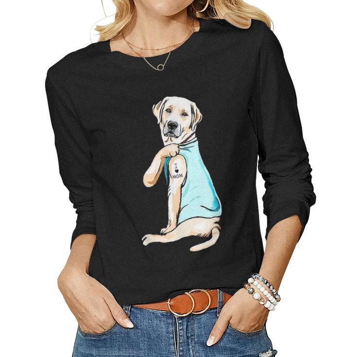 I Love Mom Funny Labrador Tattooed V2 Women Graphic Long Sleeve T-shirt