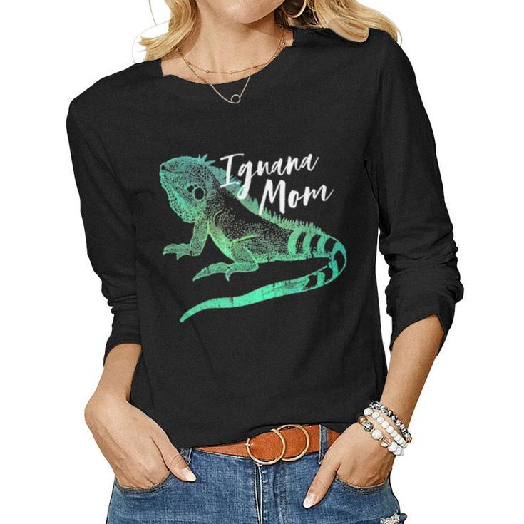 Iguana Mom Reptile Exotic Pet Owner Girl Retro Animal Lover Women Graphic Long Sleeve T-shirt