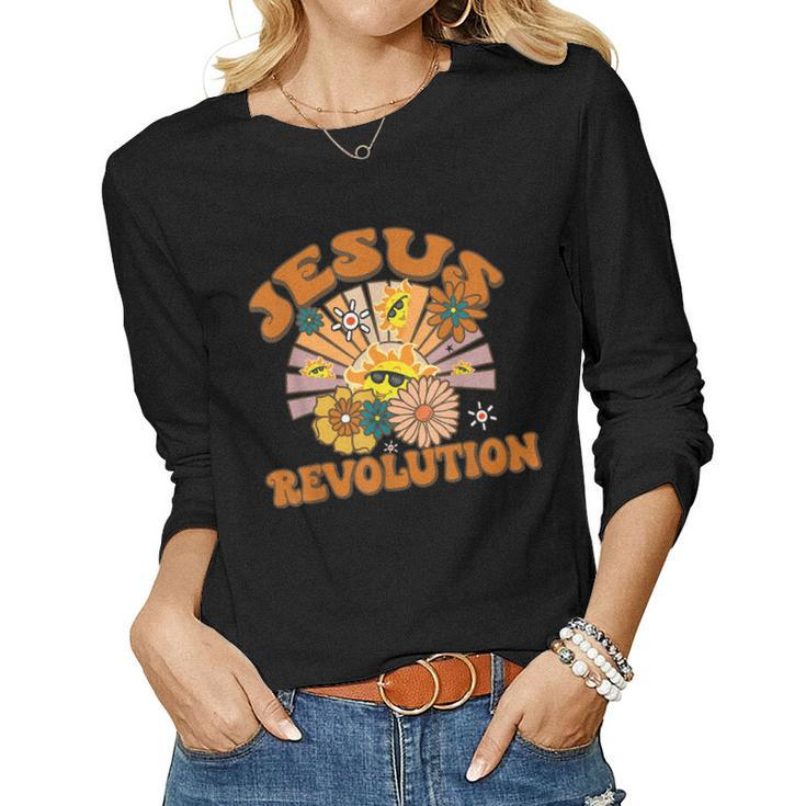 Jesus Revolution Christian Retro Groovy Boho Women Long Sleeve T-shirt