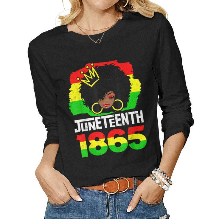 Junenth 1865 Africa Black Queen Melanin Freedom Men Women Women Long Sleeve T-shirt