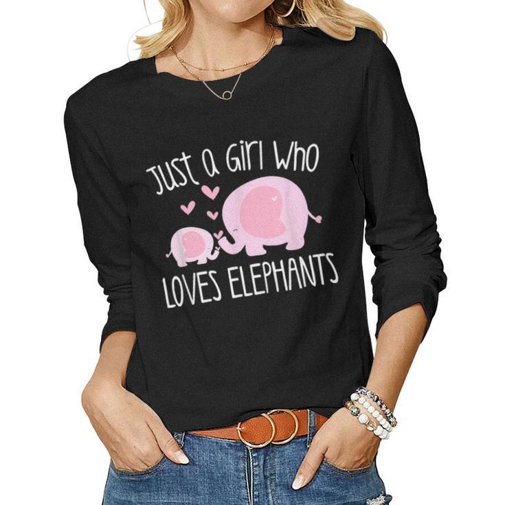 Just A Girl Who Loves Elephants Mom Baby Toddler Kids Gift Women Graphic Long Sleeve T-shirt