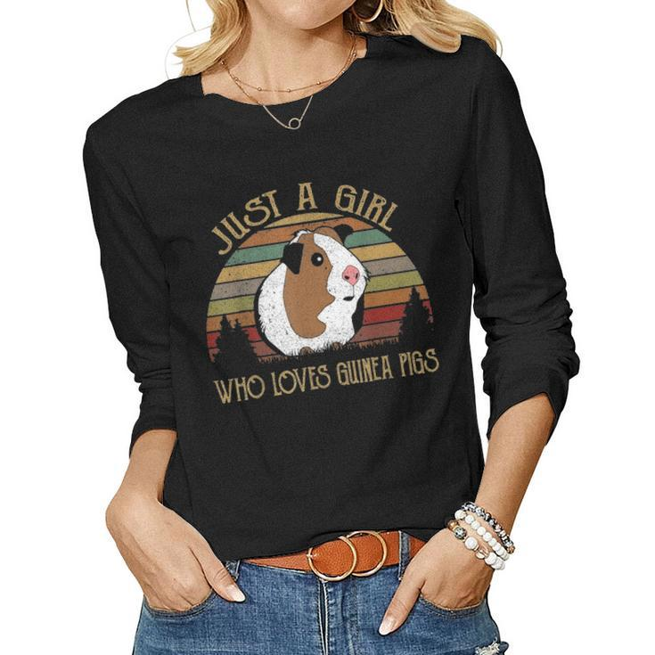 Just A Girl Who Loves Guinea Pig Mom  Clothes For Women Women Graphic Long Sleeve T-shirt