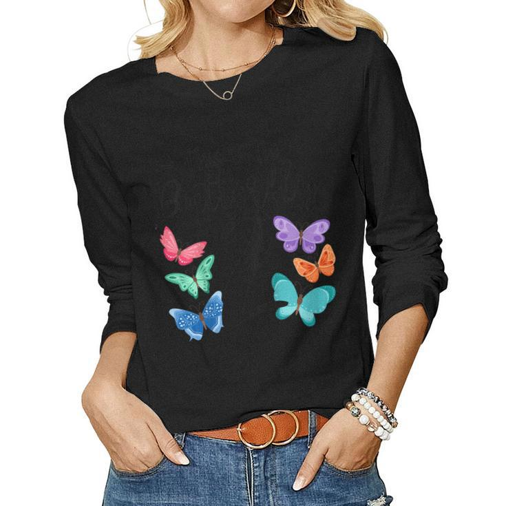 Kids 2 Year Old Butterfly Birthday T Shirt Girls 2Nd Party Women Long Sleeve T-shirt