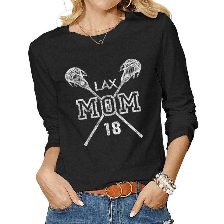 Lax Mom 18 Lacrosse Mom Player Number 18 Mothers Day Gifts  Women Graphic Long Sleeve T-shirt