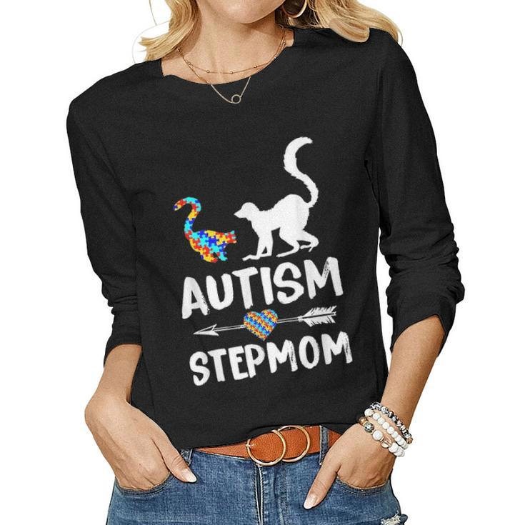 Lemurs Autism Step Mom Love Autism Awareness  Women Graphic Long Sleeve T-shirt