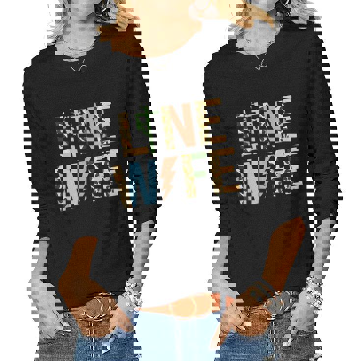 Line Wife Leopard Lineman Wife Of A Lineman Women Long Sleeve T-shirt