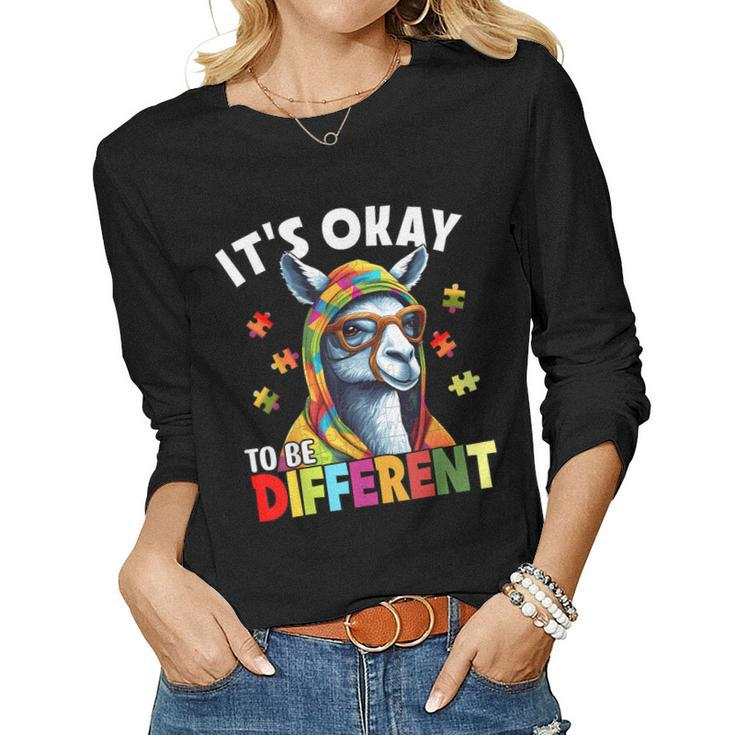 Llama Autism Kids Boys Girls Its Ok To Be Different Puzzle Women Long Sleeve T-shirt