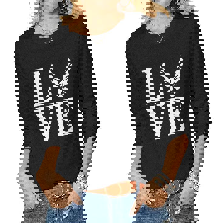 Love Air Force Proud Air Force Girlfriend Women Women Long Sleeve T-shirt