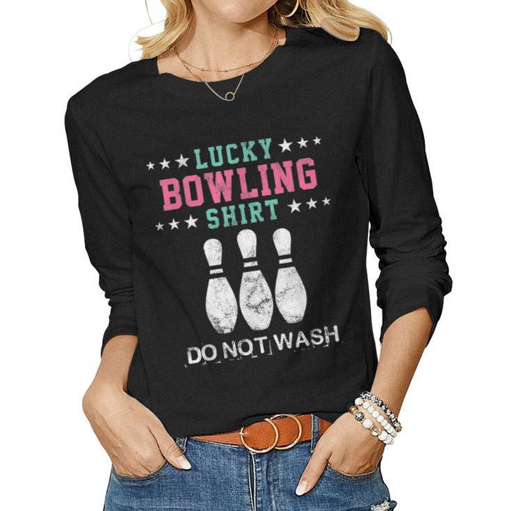 Lucky Bowling Gift  For Women Wife Mom Or Girls Women Graphic Long Sleeve T-shirt