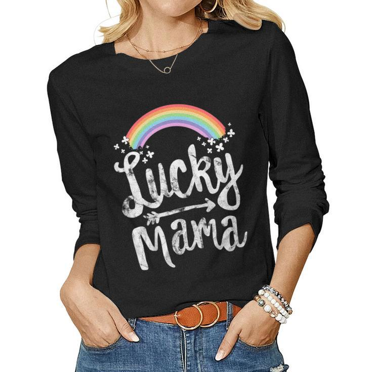 Lucky Mama Family St Patricks Day Mom Women Long Sleeve T-shirt