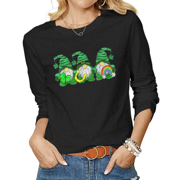 Lucky Rainbow Gnome Happy St Patricks Day Kids Women Men  Women Graphic Long Sleeve T-shirt