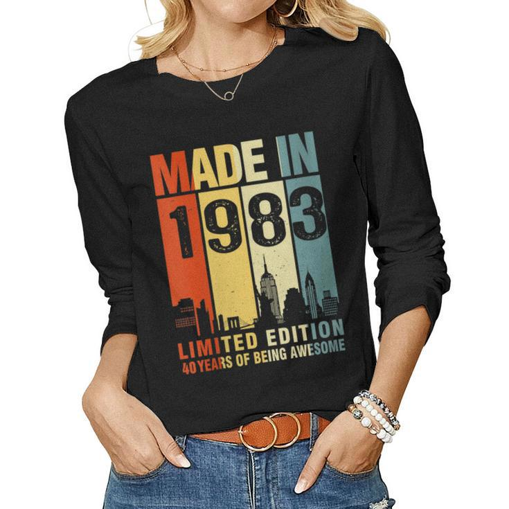 Womens Made In 1983 Limited Edition 40 Years Of Being Awesome Women Long Sleeve T-shirt