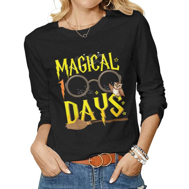 Magical 100 Days Of School Teacher Students Kids Boys  Women Graphic Long Sleeve T-shirt