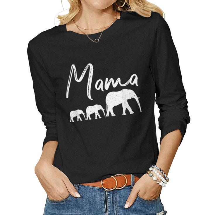 Mama  Elephant Mothers Day Christmas Mommy Mom Best  Women Graphic Long Sleeve T-shirt