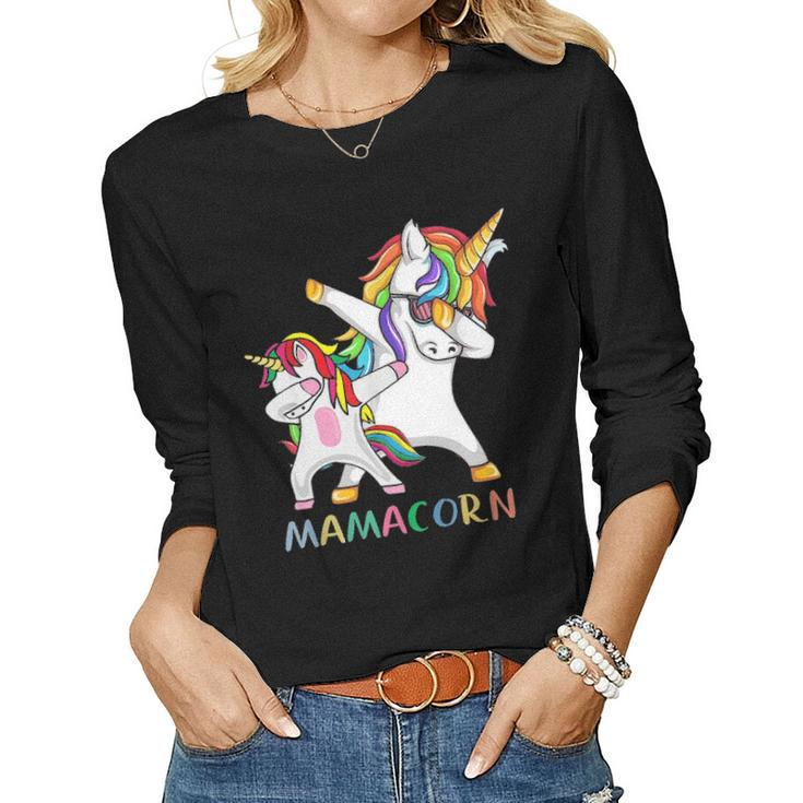 Mamacorn Unicorn Dabbing Costume Mom  For Mothers Day Women Graphic Long Sleeve T-shirt