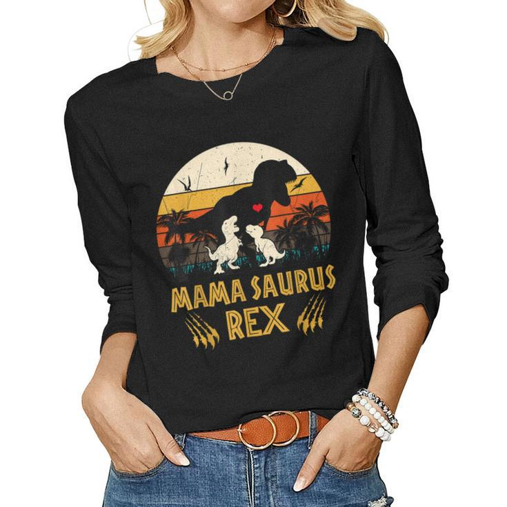 Mamasaurus Rex I Cool Two Kids Mom And Dinasaur Kids Women Long Sleeve T-shirt