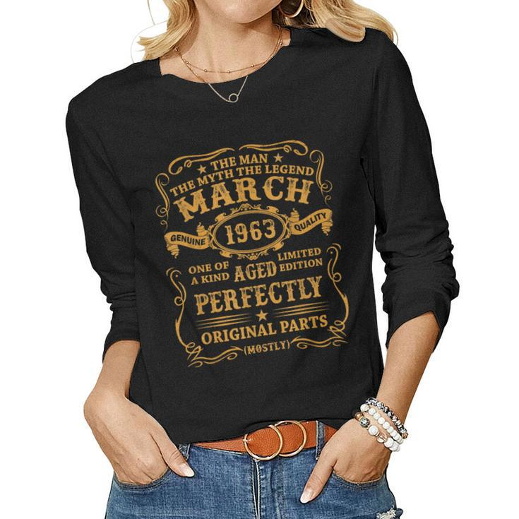 March 1963 60 Year Old 60Th Birthday Vintage 1963 Women Long Sleeve T-shirt