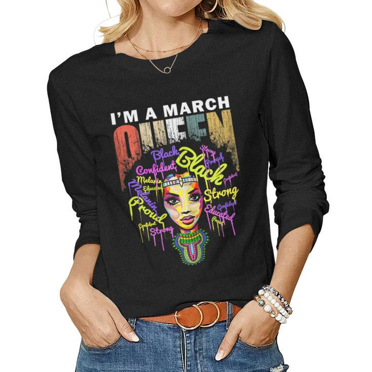 Womens March Birthday Queen Shirts For Women - African Black Girl Women Long Sleeve T-shirt
