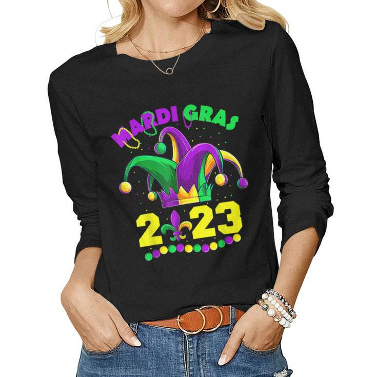 Mardi Gras 2023 Jester Outfit  Kids Girl Boy Men Women  Women Graphic Long Sleeve T-shirt