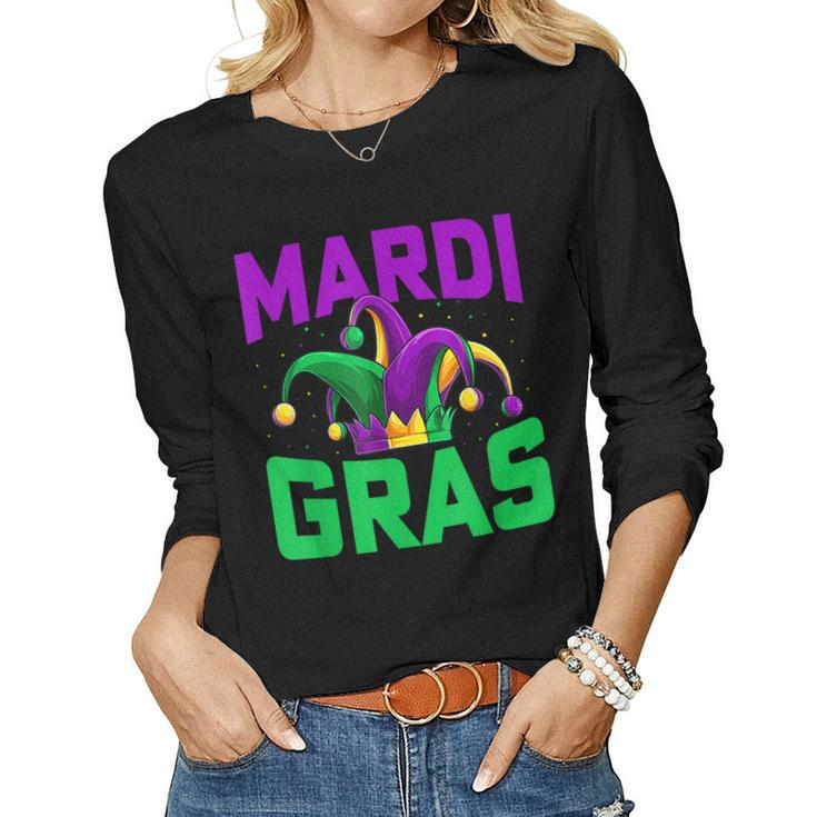 Mardi Gras Jester Hat Party Men Women Carnival Gifts  Women Graphic Long Sleeve T-shirt