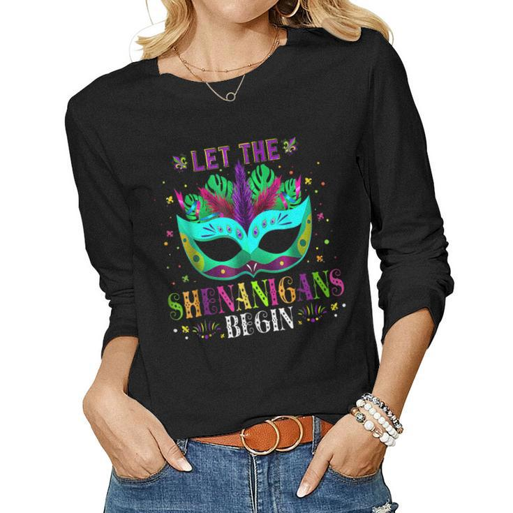 Mardi Gras Women Costumes Outfit Let The Shenanigans Begin  Women Graphic Long Sleeve T-shirt