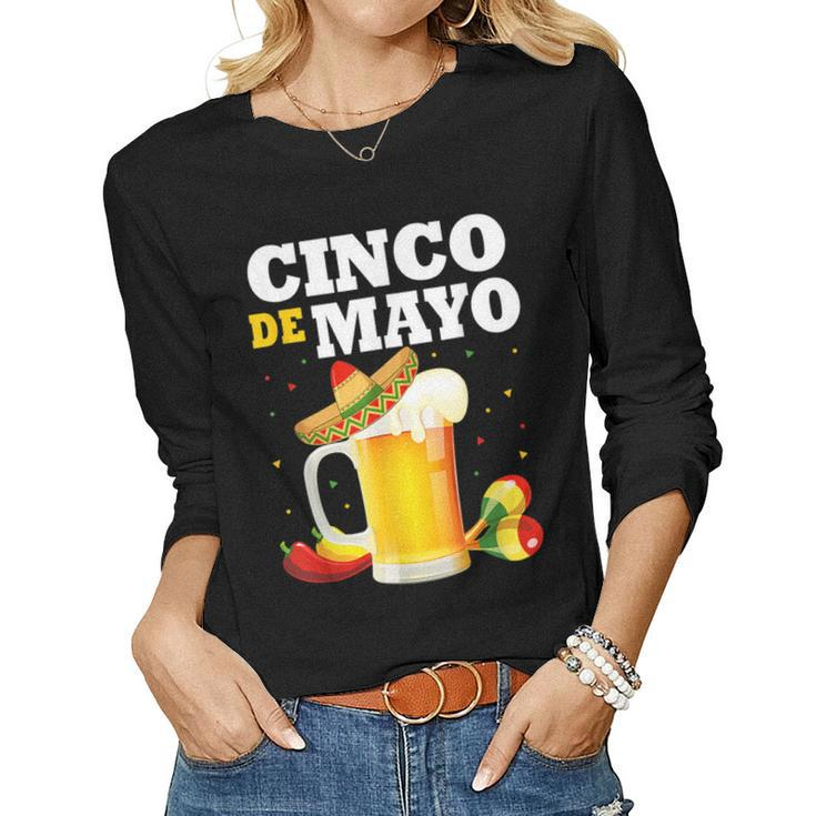 Mexican Beer Glasses Cinco De Mayo Outfits For Men Women Women Long Sleeve T-shirt