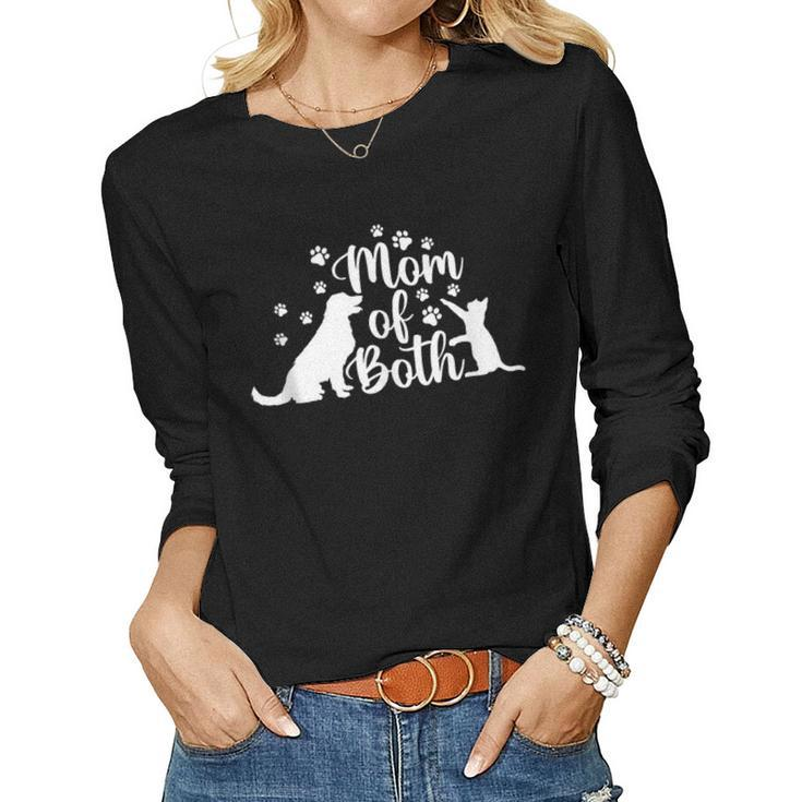 Mom Of Both Cat And Dog Mom Crazy Cat Lady Dog Lover Women Long Sleeve T-shirt