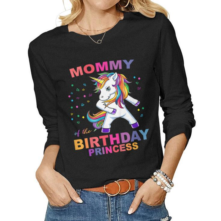 Mommy Of The Birthday Princess Unicorn Girl T Shirt Outfit Women Long Sleeve T-shirt