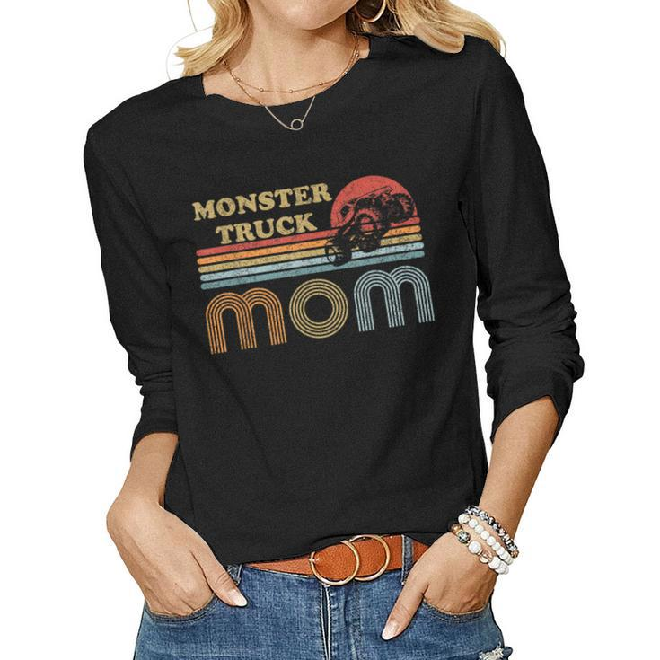 Monster Truck Mom  Vintage Sunset Retro Horizon Lines  Women Graphic Long Sleeve T-shirt