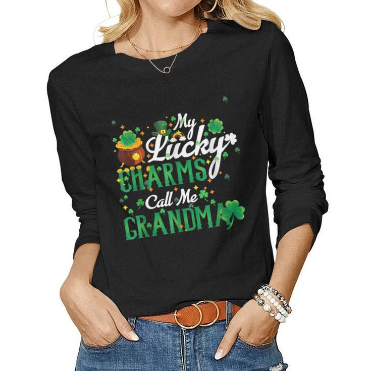 My Lucky Charms Call Me Grandma St Patricks Day Grandma  Women Graphic Long Sleeve T-shirt
