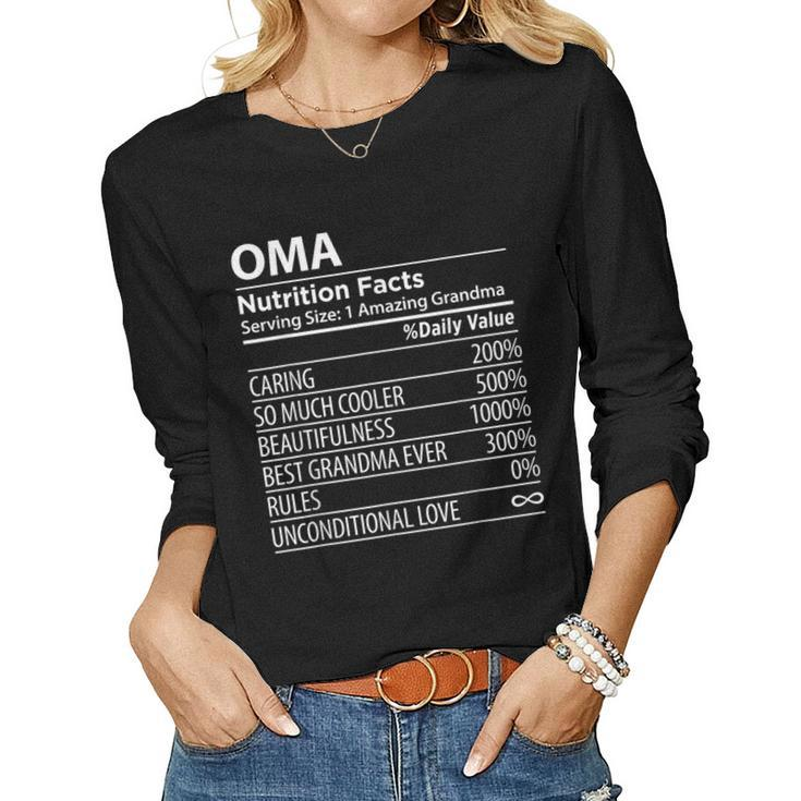 Oma Nutrition Facts Grandma Women Long Sleeve T-shirt