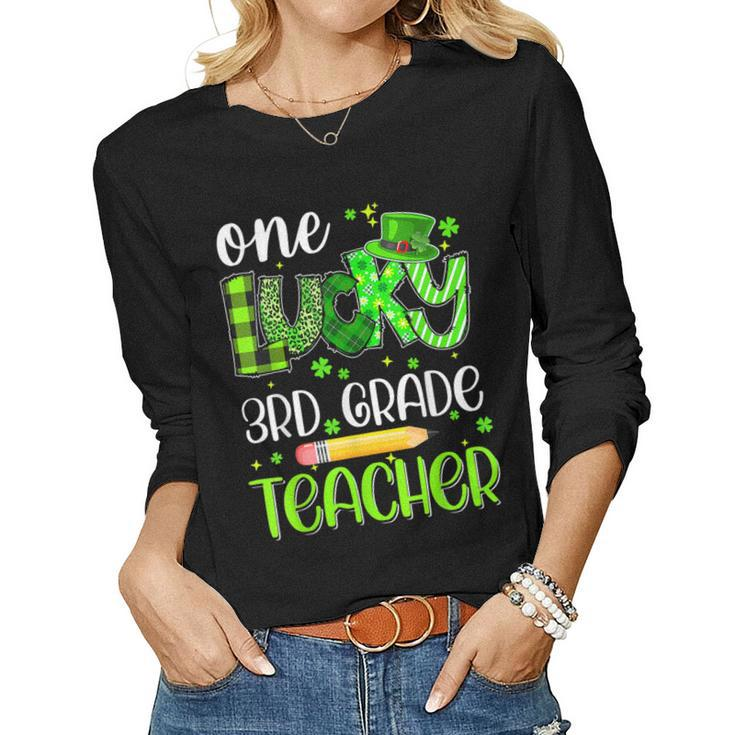 One Lucky 3Rd Grade Teacher Pencil Shamrock St Patricks Day  Women Graphic Long Sleeve T-shirt