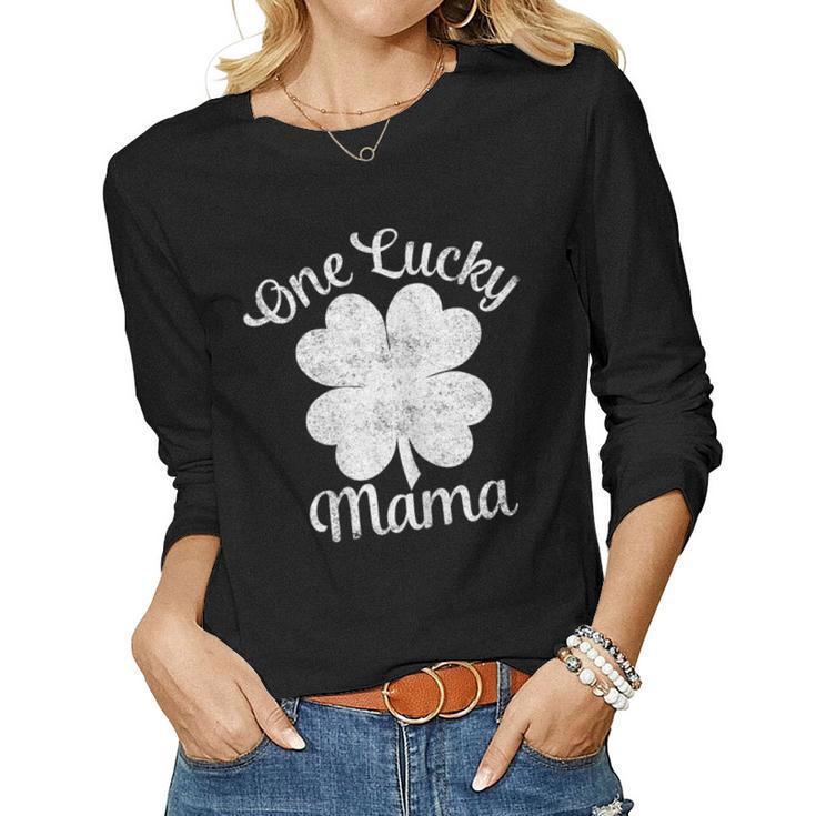 One Lucky Mama Shirt St Patricks Day Shirt For Women Moms Women Long Sleeve T-shirt