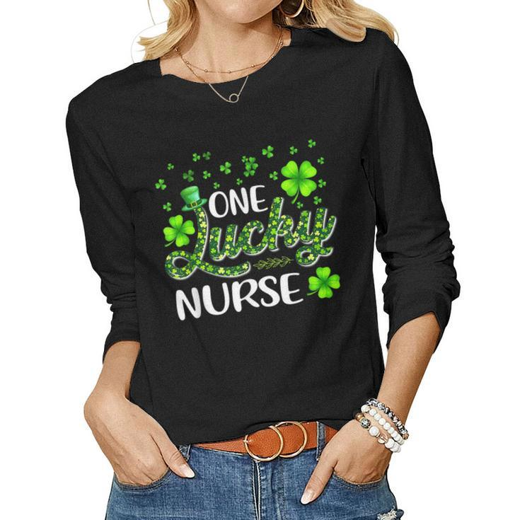 One Lucky Nurse Cute Gnome Shamrock St Patricks Day  V2 Women Graphic Long Sleeve T-shirt