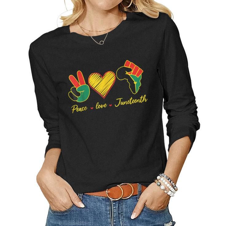 Peace Love Black History Month Afro African Pride Women Men  Women Graphic Long Sleeve T-shirt