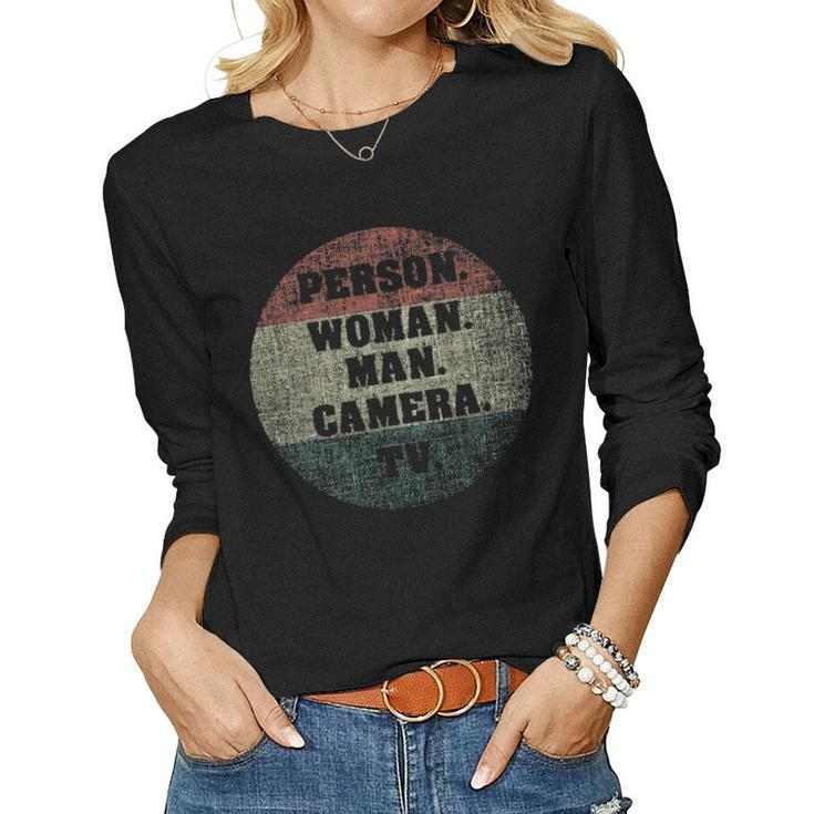 Person Women Man Camera Tv Women Graphic Long Sleeve T-shirt