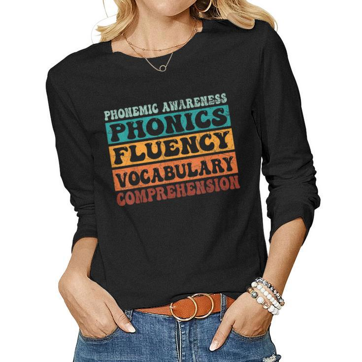 Phonemic Reading Teacher Science Of Reading Phonics  Women Graphic Long Sleeve T-shirt